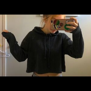 black cropped hoodie